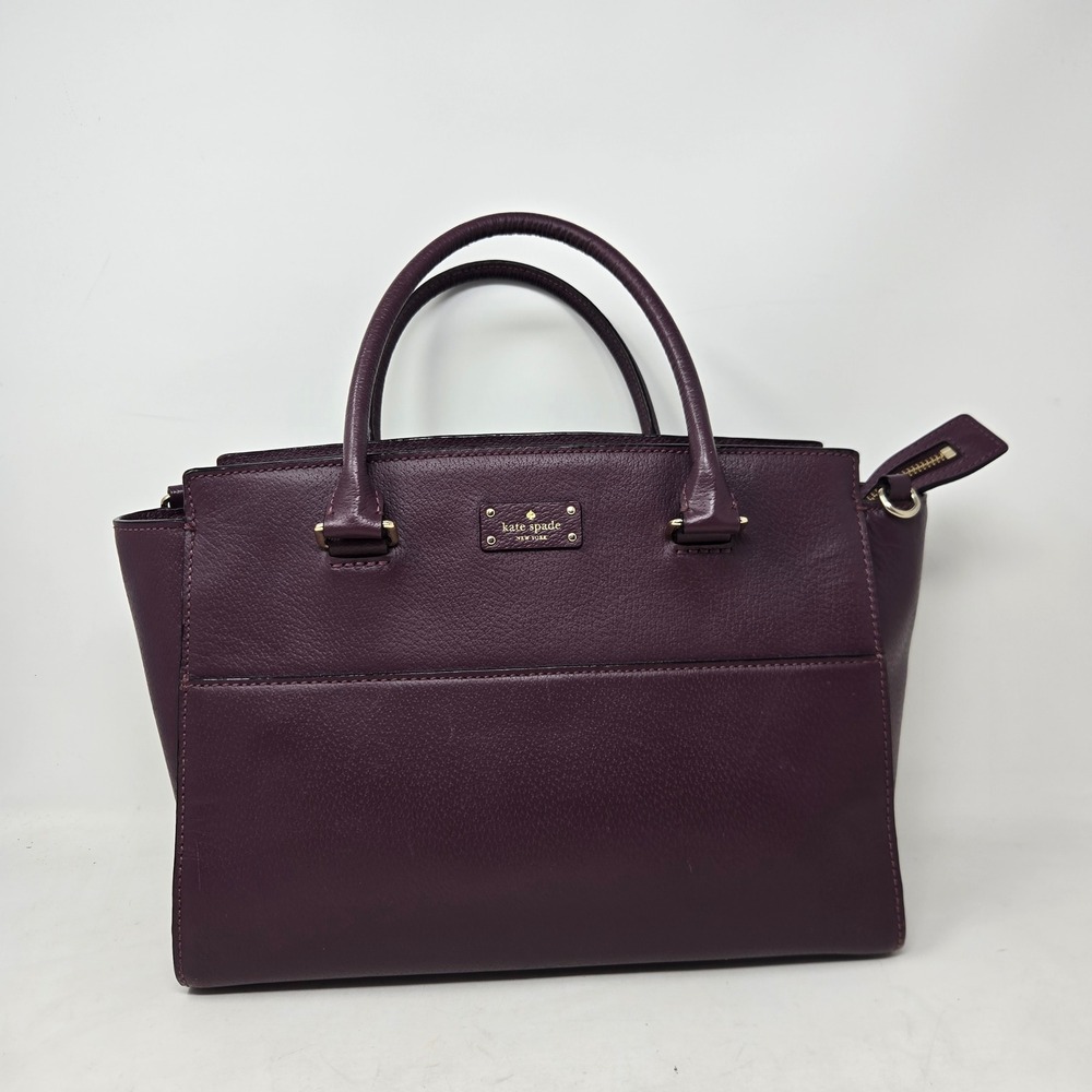 Kate Spade Plum Purple Leather Grove Street Lana Satchel Purse Handbag - Picture 2 of 16